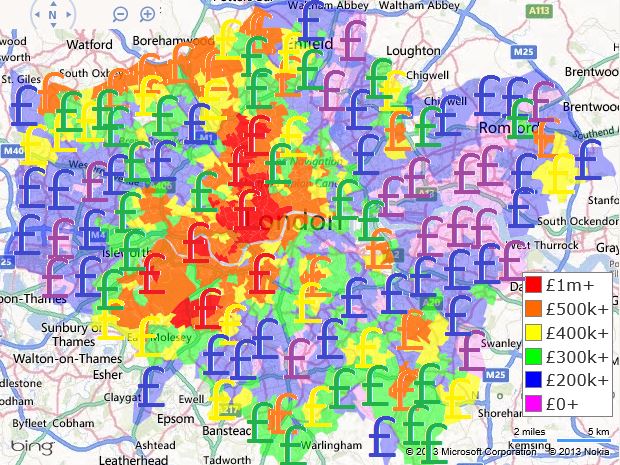 London house price heat map